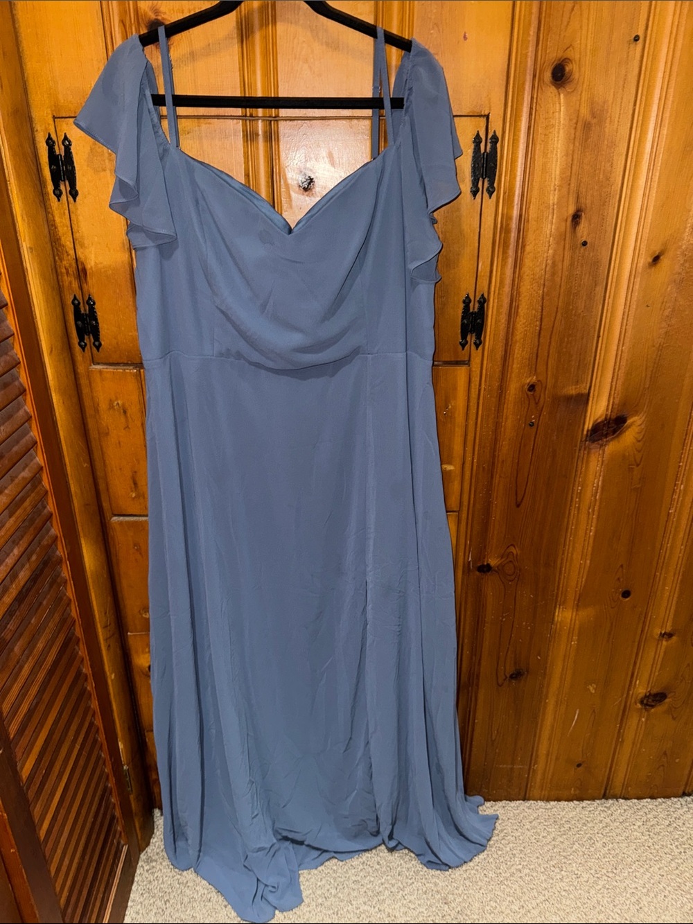 Ever Pretty Dusty Blue Flutter Sleeve Maxi Dress